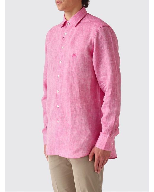 Etro Pink Linen Shirt for men