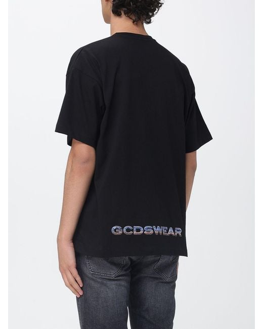 Gcds Black Cotton Graphic Print T-Shirt for men