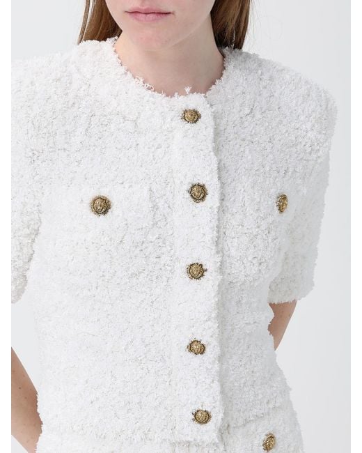 Balmain White Cotton Blend Cardigan