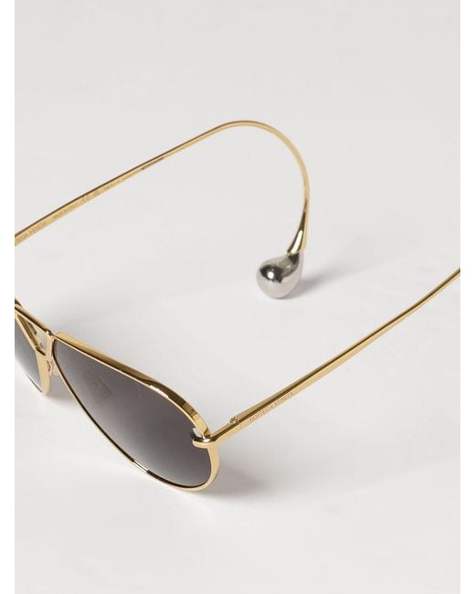 Bottega Veneta Natural Teardrop Metal Sunglasses With Double Bridge And Pearls