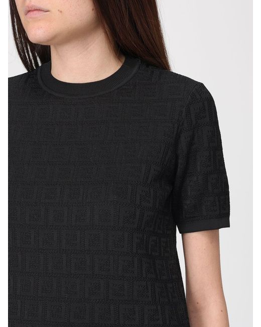Fendi Black Ff Cotton And Viscose Knit