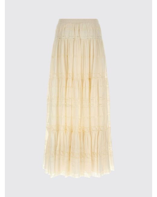 Ermanno Scervino Natural Cotton Skirt With Flounce