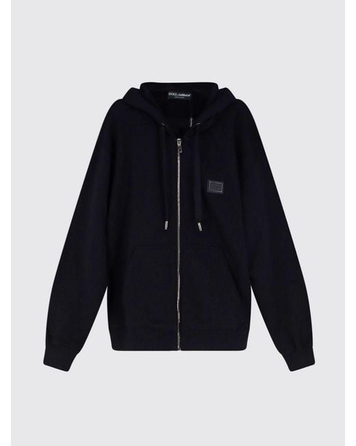 Dolce & Gabbana Black Dolce &Amp Gabbana Zipped Cotton Hoodie With Pouch Pockets for men