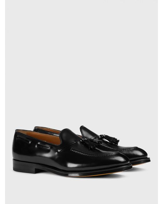 Doucal's Black Brushed Leather Loafers With Tassels for men