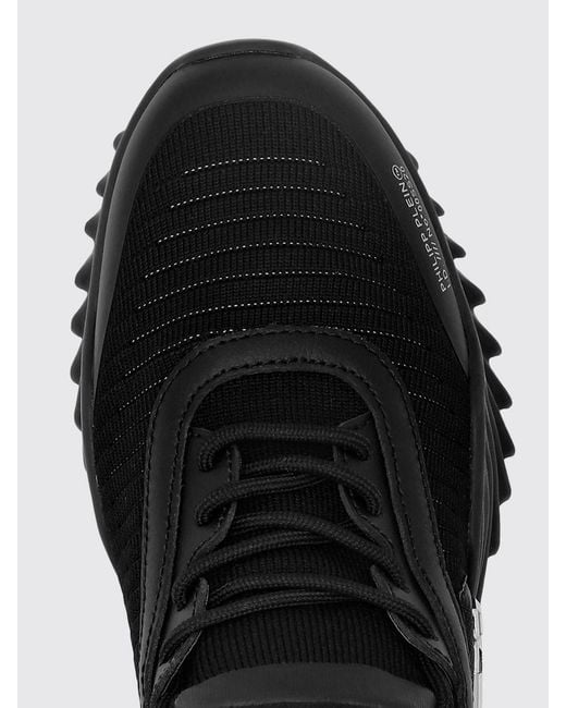 Philipp Plein Black Hexagon Runner Low-Top Sneakers for men
