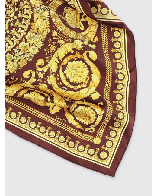 Versace Metallic Silk Foulard With Baroque Print