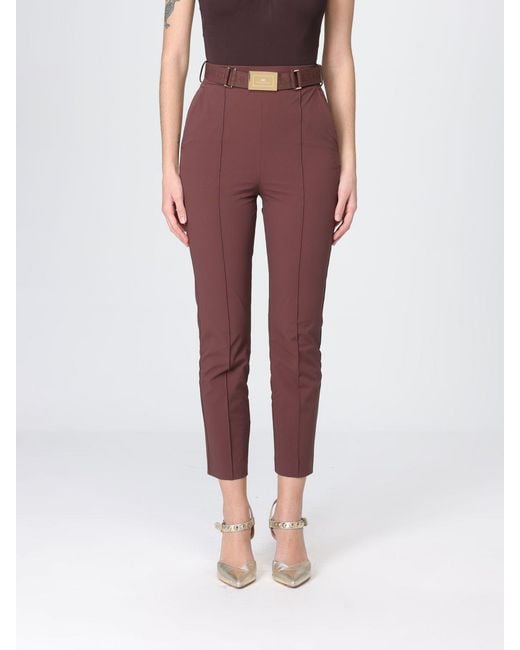 Elisabetta Franchi Red Cropped Crêpe Trousers
