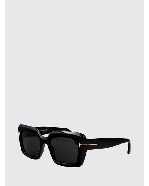 Tom Ford White Rectangular Cat-Eye Acetate Sunglasses