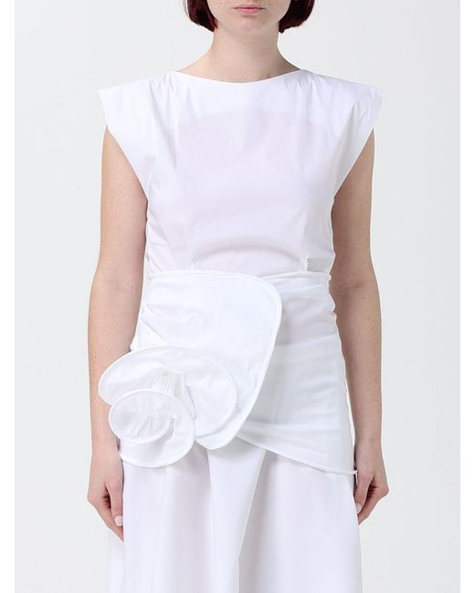 Liviana Conti White Cotton Blend Top
