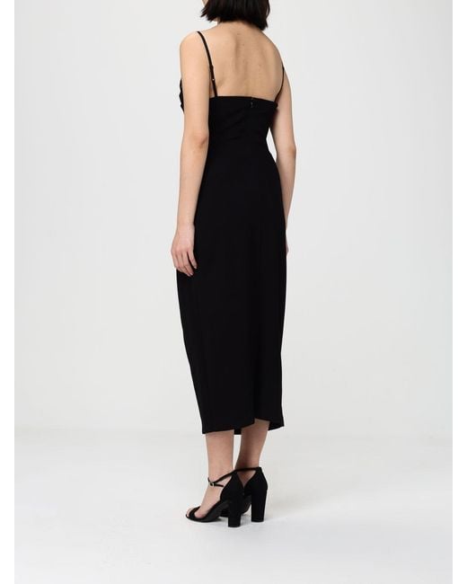 Pinko Black Carruba Midi Dress With Jewel Embroidery