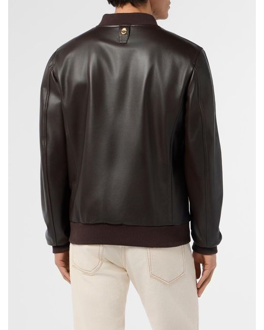 Billionaire Black Nappa Leather Bomber Jacket for men