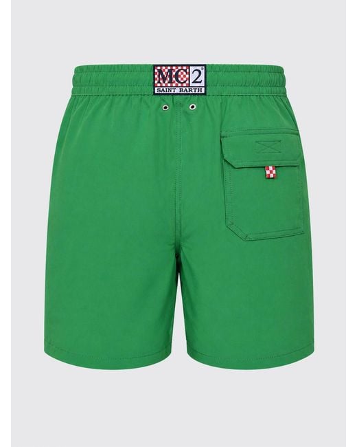 Mc2 Saint Barth Green Short Swim Shorts With Elasticated Drawstring Waist for men