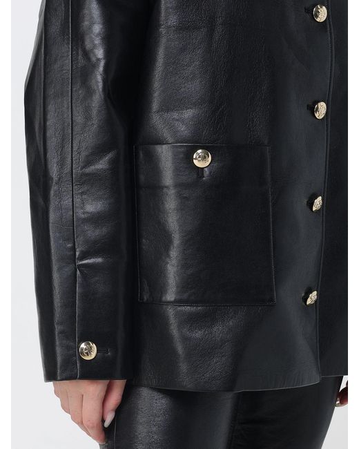 Anine Bing Black Luca Recycled Leather Shirt Jacket With Metal Buttons