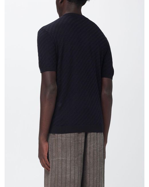 Emporio Armani Blue Wool Blend Crew-Neck Sweater for men