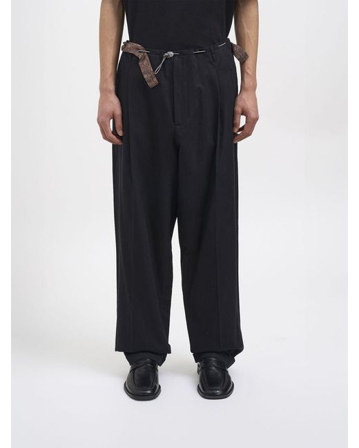Magliano Black Cotton Wide Leg Pants for men