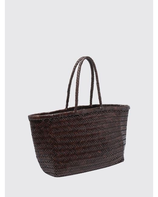Dragon Diffusion Brown Woven Leather Handbag With Double Handle