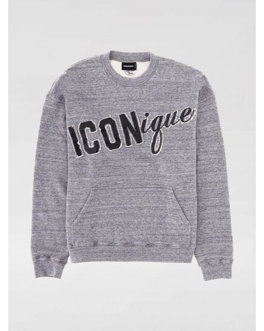 DSquared² Gray Iconigue Cotton Crew Neck Sweatshirt for men