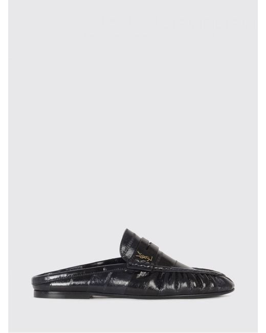 Saint Laurent White Le Loafer Eel Skin Mules With Ysl Monogram