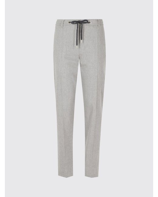 Eleventy Gray Slim-Fit Wool And Cashmere Trousers With Drawstring Waist