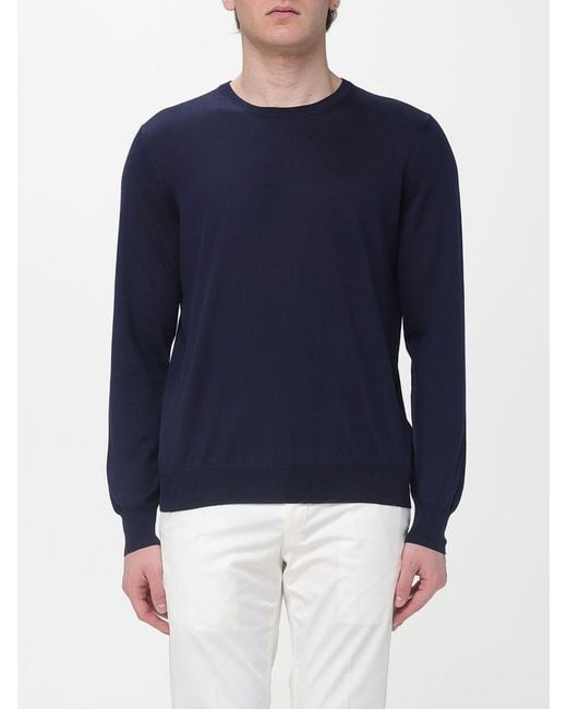 Fay Blue Basic Cotton And Silk Pullover for men