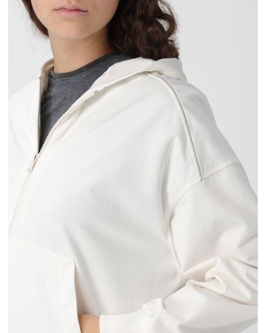 Brunello Cucinelli White Light Cotton Hoodie