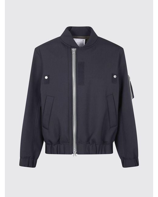 Sacai Blue Wool Blend Bomber Jacket for men
