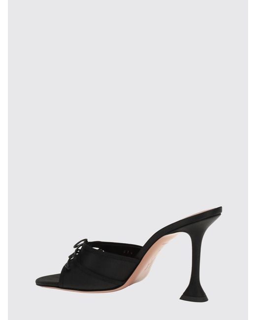 AMINA MUADDI Black Eleonora Silk Satin Mules