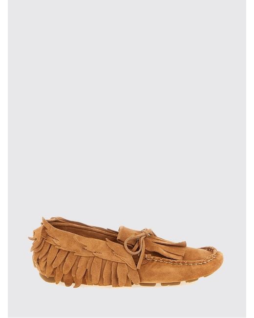 Alberta Ferretti White Fringed Suede Loafers