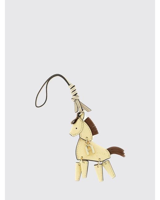 Furla Metallic Animal-Shaped Smooth Leather Keychain With Monogram Pattern