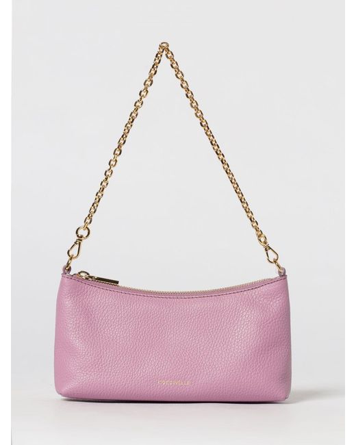 Coccinelle Pink Aura Hammered Leather Bag