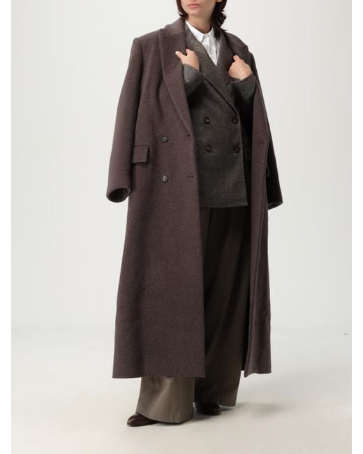 Cappotto Doppiopetto Con Cintura di Brunello Cucinelli in Brown