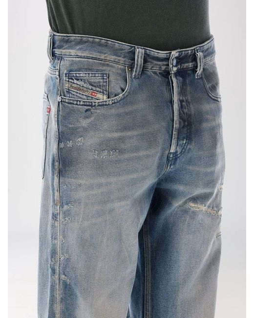 DIESEL Blue D-Macs Used-Effect Cotton Denim Jeans for men