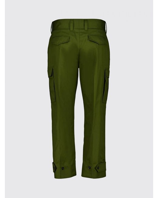 McQueen Green Cotton Cargo Trousers for men