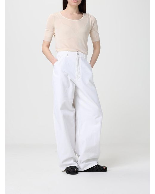 Lemaire White Wide Leg Denim Jeans