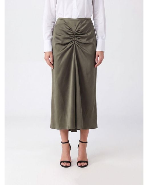 Victoria Beckham Gray High-Waisted Ruched Midi Pencil Skirt