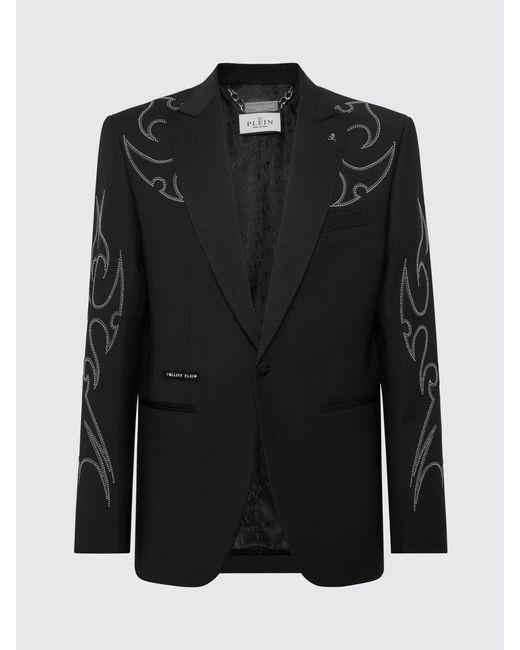 Philipp Plein Black Texas Wool Blend Blazer for men