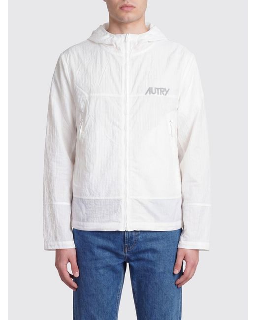 Autry White Hooded Windbreaker With Logo for men