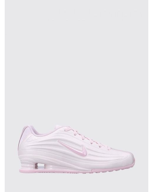 Nike Pink Shox Z Synthetic Leather Sneakers With Swoosh Logo And Mesh Lining
