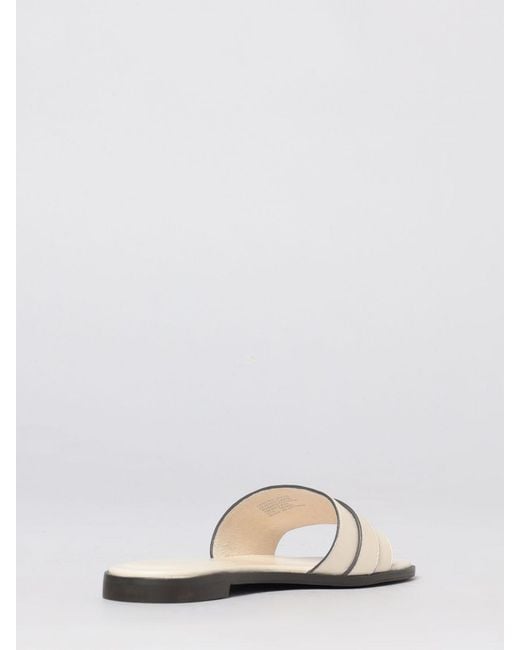 Tory Burch White Romy Leather Slippers