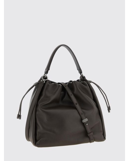 Brunello Cucinelli Black Leather Bucket Bag