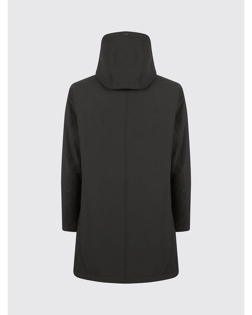 Herno Black Knee-Length Polyester Parka With Adjustable Hood And Fleece Lining for men