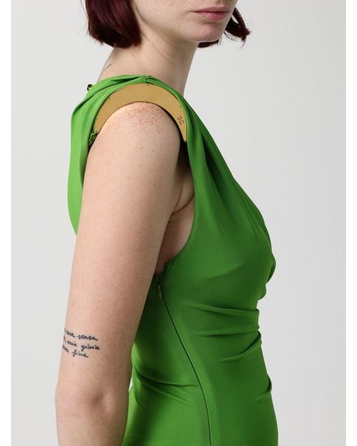 Elisabetta Franchi Green Crêpe Jersey Asymmetric Dress