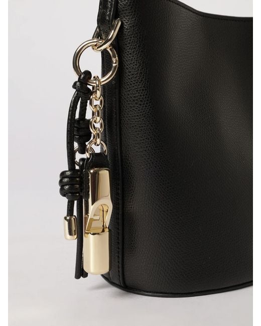 Furla Black Roxie Grained Leather Bag