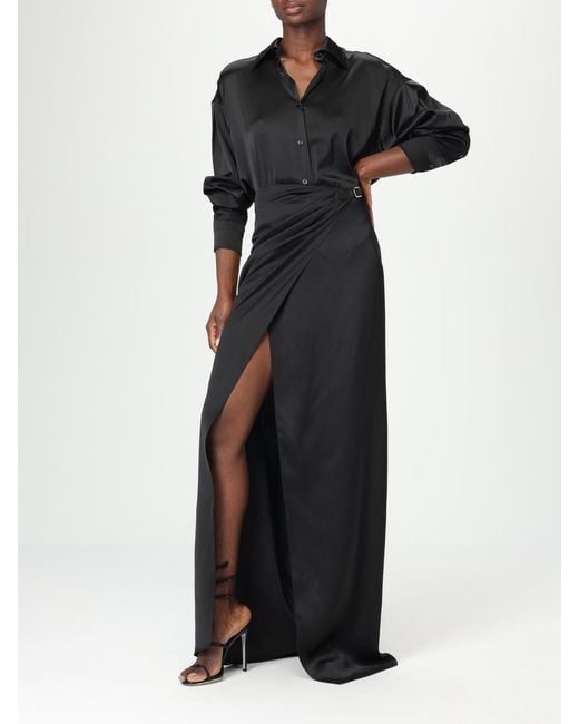 Tom Ford Black Silk Wrap Maxi Skirt