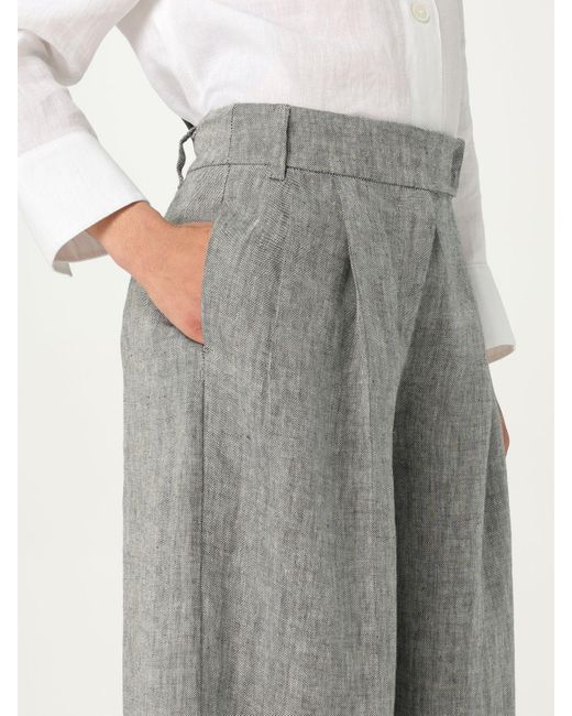 Pantalone classico in lino di Max Mara in Gray