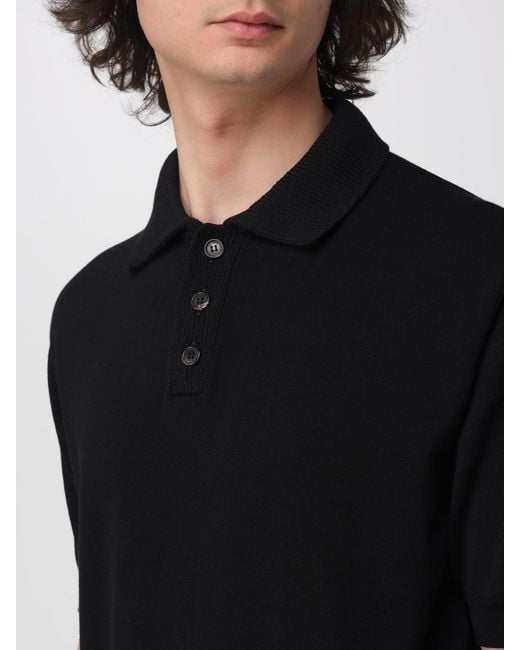 Zanone Black Cotton Knit Polo Shirt for men