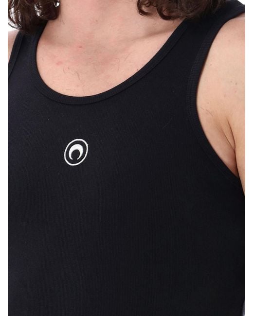 MARINE SERRE Black Organic Cotton Tank Top for men