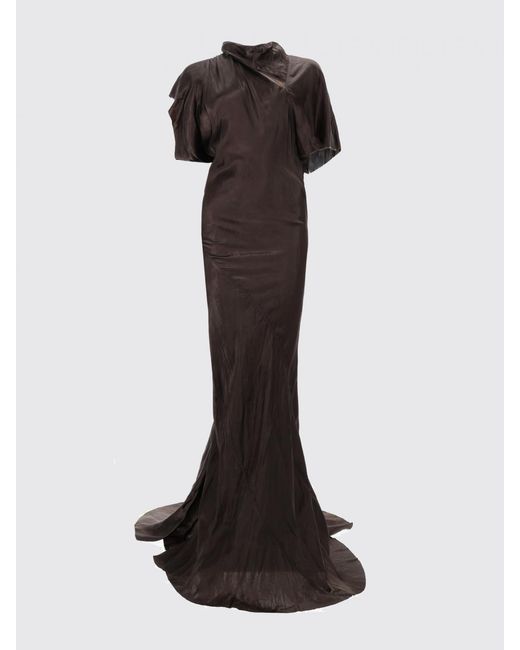 Rick Owens Brown Long Cupro Dress