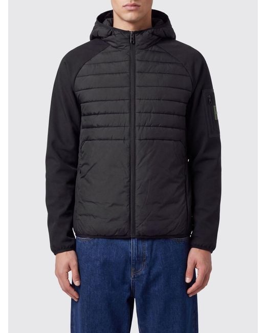 Boss Black Short Water-Repellent Padded Jacket With Hood And Logo Patch for men