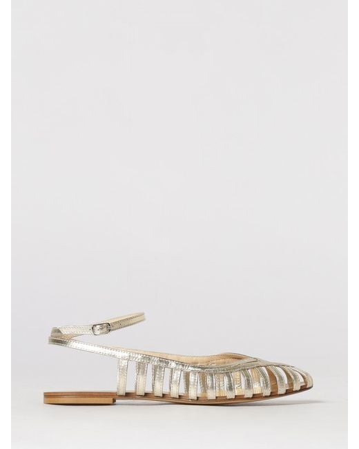 Anna F. Natural Laminated Leather Sandals